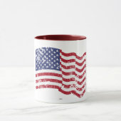 Amerikaanse vlag Waving - verhit Mok (Midden)