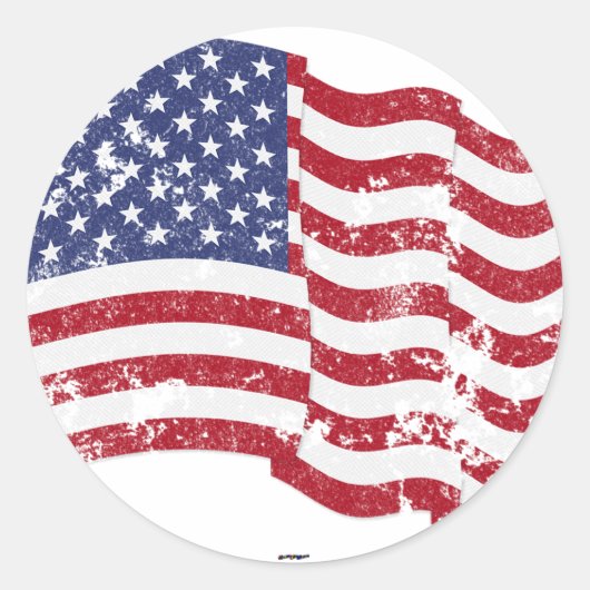 Amerikaanse vlag Waving - verhit Ronde Sticker (Voorkant)