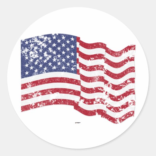 Amerikaanse vlag Waving - verhit Ronde Sticker (Voorkant)