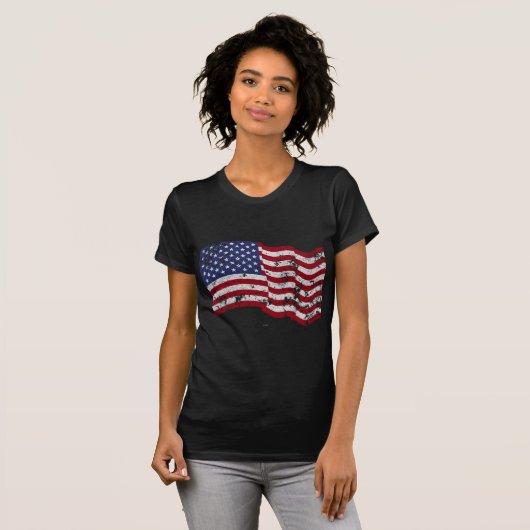 Amerikaanse vlag Waving - verhit T-shirt (Voorkant volledig)