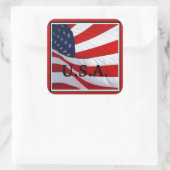 Amerikaanse vlag Waving Vierkante Sticker (Tas)
