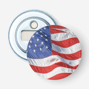Amerikaanse vlag Waving Wind Patriotic USA Button Flesopener