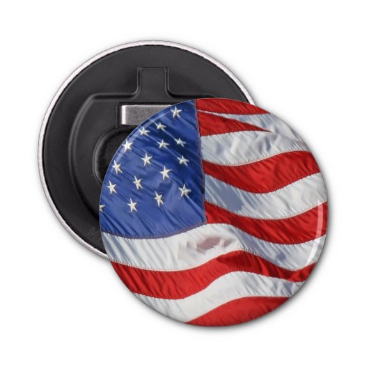 Amerikaanse vlag Waving Wind Patriotic USA Button Flesopener (Voorkant)