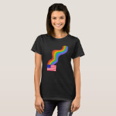 Amerikaanse vlag Wavy Rainbow ROYGBIV Pride in VS  T-shirt (Voorkant volledig)