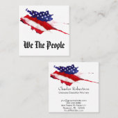 *~* Amerikaanse vlag We the People Waterverf Vierkante Visitekaartje (Voorkant / Achterkant)