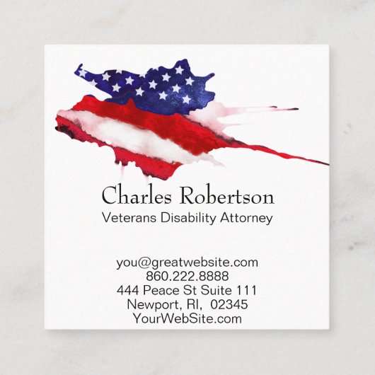 *~* Amerikaanse vlag We the People Waterverf Vierkante Visitekaartje (Achterkant)