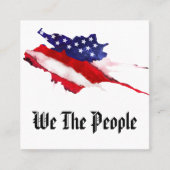 *~* Amerikaanse vlag We the People Waterverf Vierkante Visitekaartje (Voorkant)