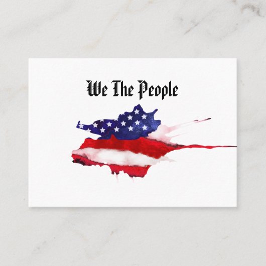 *~* Amerikaanse vlag We the People Waterverf Visitekaartje (Voorkant)