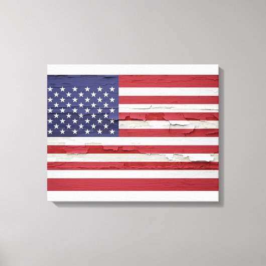 Amerikaanse vlag Weathered Paint Canvas Afdruk (Voorkant)