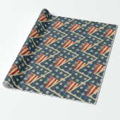 Amerikaanse vlag Weathered Stars en Stripes Cadeaupapier (Uitgerold)