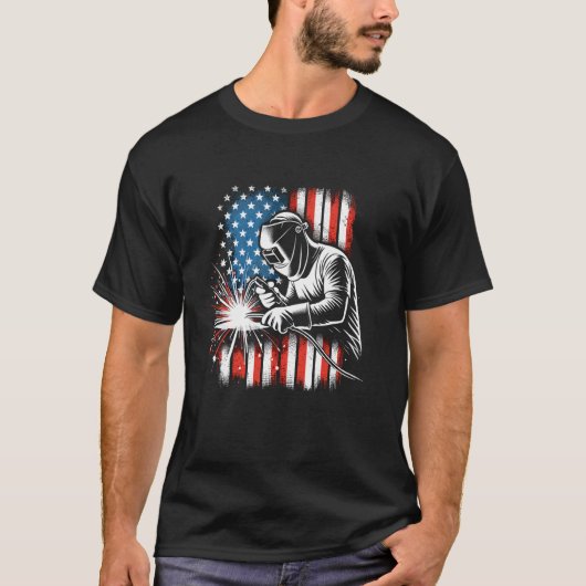 Amerikaanse vlag Welding Hero Welder T-shirt (Voorkant)