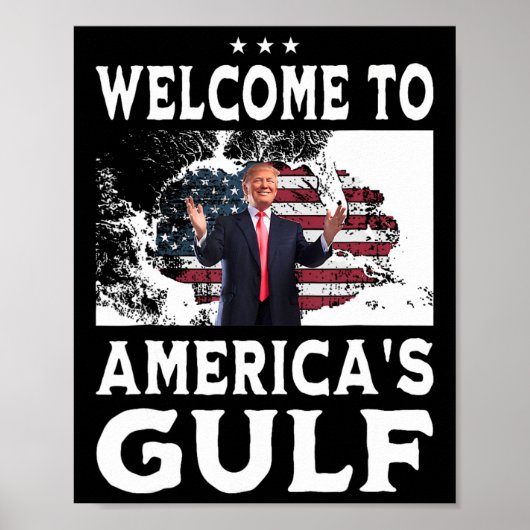 Amerikaanse vlag welkom in de Golf van Amerika Poster (Voorkant)