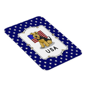 Amerikaanse vlag Welsh Terrier Dog Cute Patriotic Magneet