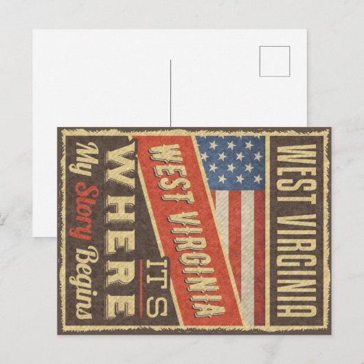 Amerikaanse vlag West Virginia Briefkaart (Voorkant / Achterkant)