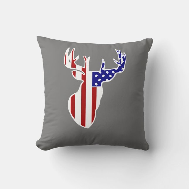 Amerikaanse vlag Whitetail Buck Kussen (Voorkant)