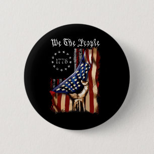 Amerikaanse vlag wij het volk , geschiedenis 1776  ronde button 5,7 cm