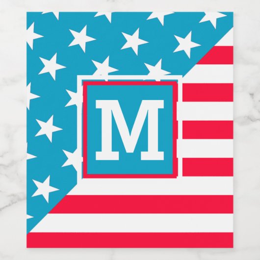 Amerikaanse vlag wijn etiket (Enkel label)