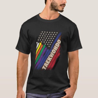 Amerikaanse Vlag Wit Zwart Riem Kleuren Taekwondo  T-shirt