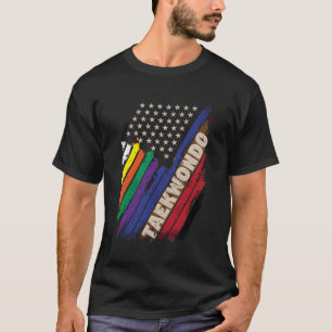 Amerikaanse vlag wit zwart riem kleuren taekwondo t-shirt