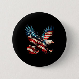 Amerikaanse Vlag Witkopzeearend 4 juli Amerika Pat Ronde Button 5,7 Cm