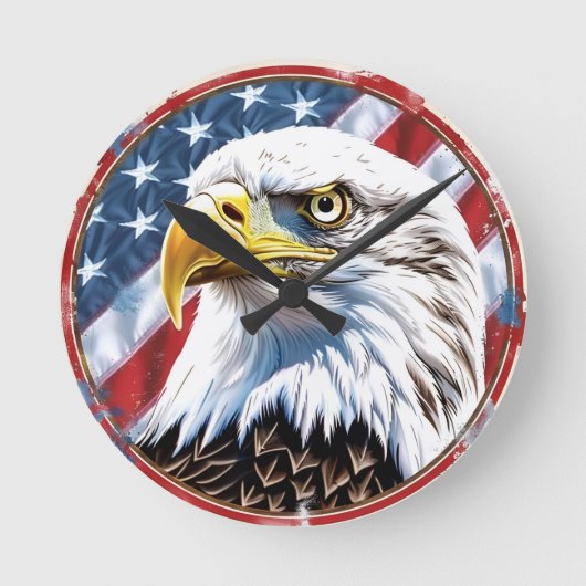 Amerikaanse Vlag Witkopzeearend Klok (Voorkant)
