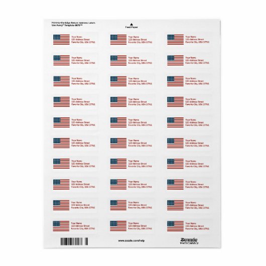 Amerikaanse vlag witte Adresetiketten Etiket (Full Sheet)
