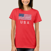 Amerikaanse vlag (Witte tekst) T-shirt voor vrouw (Voorkant)