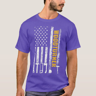 Amerikaanse vlag Woodturner carpenter grappige hou T-shirt