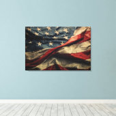 Amerikaanse vlag wuivende stof ontwerp canvas afdruk (Insitu (Houten vloer))