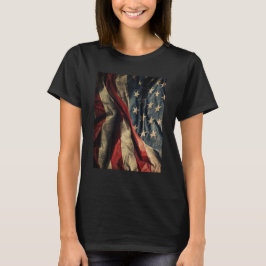 Amerikaanse vlag wuivende stof ontwerp dames t-shirt