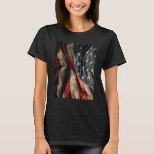 Amerikaanse vlag wuivende stof ontwerp dames t-shirt