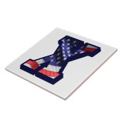 Amerikaanse vlag "X" Grote-fotokeramische Tegel Tegeltje (Zijkant)