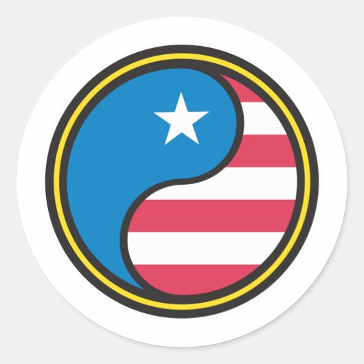 Amerikaanse vlag Yin Yang Ronde Sticker (Voorkant)