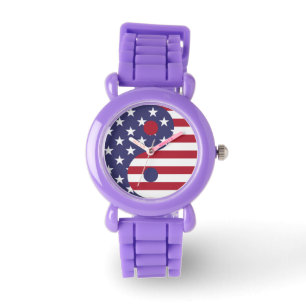 amerikaanse vlag yin yang watch horloge