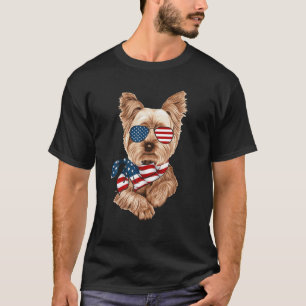 Amerikaanse vlag Yorkie Patriotic 4th of July hond T-shirt