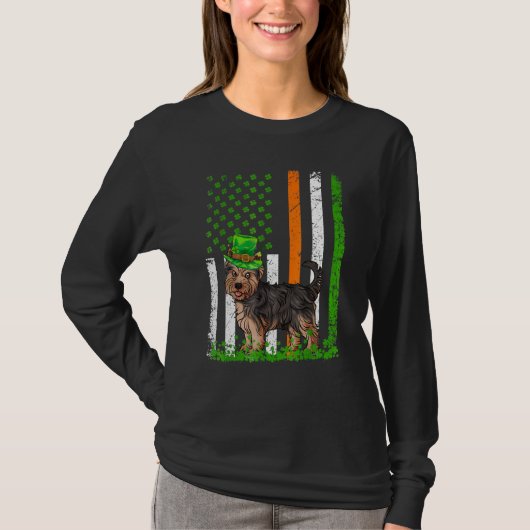 Amerikaanse vlag Yorkshire Terrier Dog St Patricks T-shirt (Voorkant)