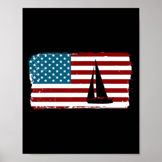 Amerikaanse Vlag Zeilen Cadeauboottrip  Poster (Voorkant)