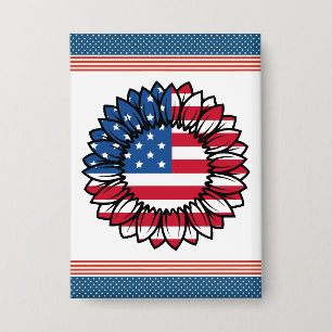 Amerikaanse vlag Zonnebloem-32222 Button