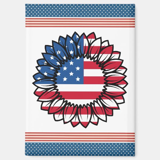 Amerikaanse vlag Zonnebloem-32222 Magneet (Voorkant)