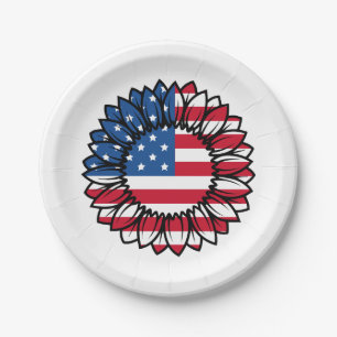 Amerikaanse vlag Zonnebloem-32222 Papieren Bordje