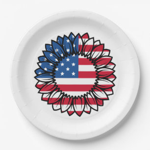 Amerikaanse vlag Zonnebloem-32222 Papieren Bordje