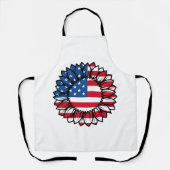 Amerikaanse vlag Zonnebloem-32222 Schort (Voorkant)