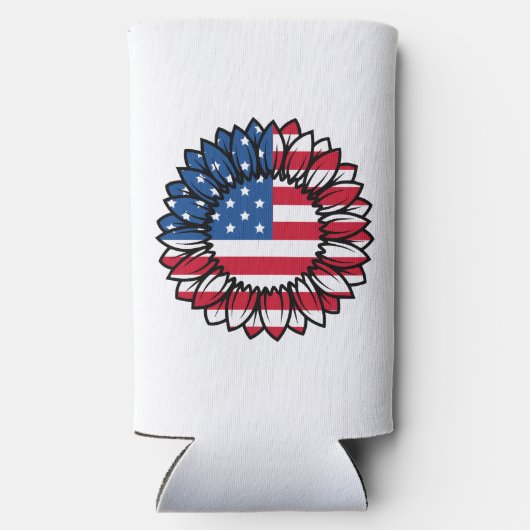 Amerikaanse vlag Zonnebloem-32222 Seltzer Blikjeskoeler (Achterkant)