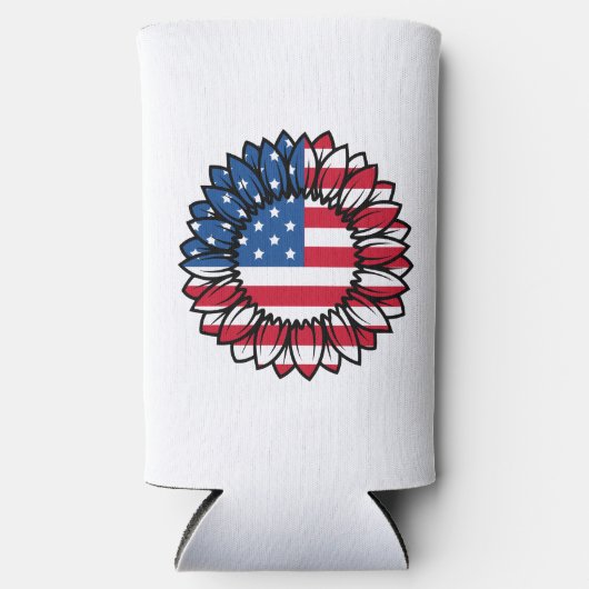 Amerikaanse vlag Zonnebloem-32222 Seltzer Blikjeskoeler (Voorkant)