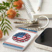 Amerikaanse vlag Zonnebloem-32222 Sleutelhanger (Voorkant Rechts)