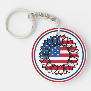 Amerikaanse vlag Zonnebloem-32222 Sleutelhanger