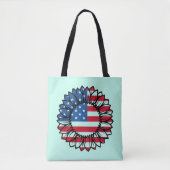 Amerikaanse vlag Zonnebloem-32222 Tote Bag (Voorkant)