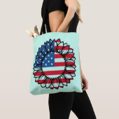 Amerikaanse vlag Zonnebloem-32222 Tote Bag (Dichtbij)