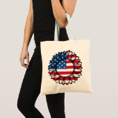 Amerikaanse vlag Zonnebloem-32222 Tote Bag (Voorkant (product))