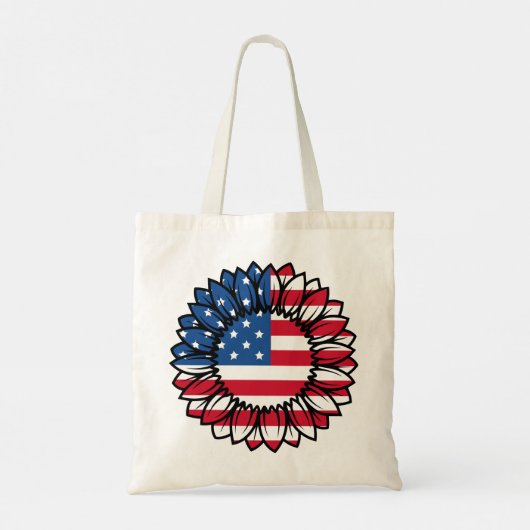 Amerikaanse vlag Zonnebloem-32222 Tote Bag (Achterkant)
